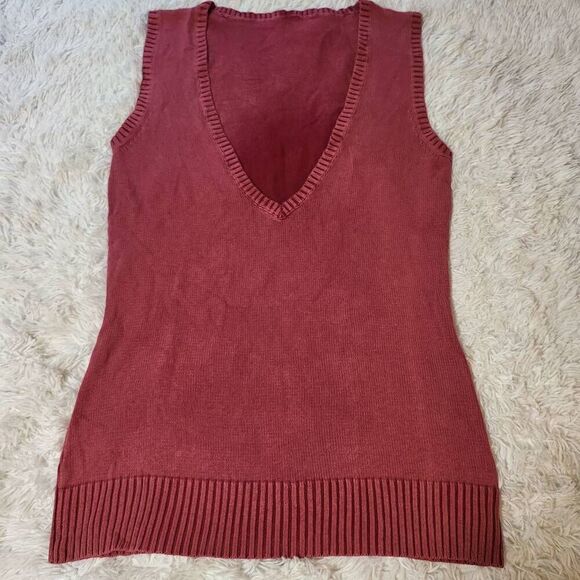 Men sleeveless v neck cable vest knit sweater M - Picture 1 of 6